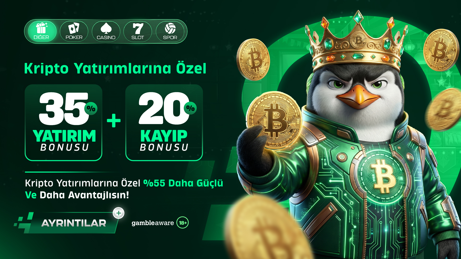 KRİPTO YATIRIMLARINA ÖZEL %35 YATIRIM + %20 KAYIP BONUSU